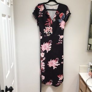 Amazon || Pink & Black Floral Dress || Size L